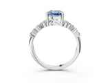 White gold Fancy Blue Cushion Cut Diamond Cluster Pavé Band with Four-Prong Setting_15