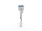 White gold Fancy Blue Cushion Cut Diamond Cluster Pavé Band with Four-Prong Setting_5