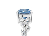 White gold Fancy Blue Cushion Cut Diamond Cluster Pavé Band with Four-Prong Setting_8