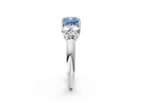 White gold Fancy Blue Cushion  Cut Diamond Cluster Ring with Round Accent Stones and Prong Setting on a Classic Band_51