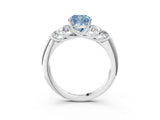 White gold Fancy Blue Cushion  Cut Diamond Cluster Ring with Round Accent Stones and Prong Setting on a Classic Band_52
