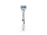 White gold Fancy Blue Cushion Cut Diamond Cluster Side Stone Solitaire Ring with Prong Setting_96