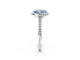 White gold Fancy Blue Cushion Cut Diamond Cushion Halo Ring with Pavé Band_14
