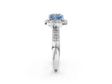 White gold Fancy Blue Cushion Cut Diamond Double Halo Ring with Split Shank and Four-Prong Setting_2