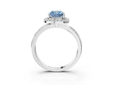 White gold Fancy Blue Cushion Cut Diamond Double Halo Ring with Split Shank and Four-Prong Setting_3