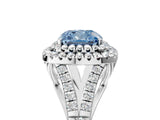 White gold Fancy Blue Cushion Cut Diamond Double Halo Ring with Split Shank and Prong Setting_32