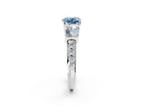 White gold Fancy Blue Cushion Cut Diamond Engagement Ring with Baguette Side Stones and Channel Set Band_34