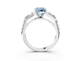 White gold Fancy Blue Cushion Cut Diamond Engagement Ring with Baguette Side Stones and Channel Set Band_35