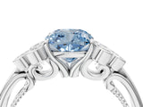White gold Fancy Blue Cushion  Cut Diamond Engagement Ring with Bezel Set Round Side Stones and Prong Setting_52