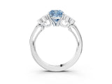 White gold Fancy Blue Cushion  Cut Diamond Engagement Ring with Bezel Set Round Side Stones and Prong Setting_52