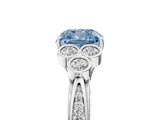 White gold Fancy Blue Cushion  Cut Diamond Engagement Ring with Bezel Set Round Side Stones and Prong Setting_54