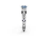 White gold Fancy Blue Cushion  Cut Diamond Engagement Ring with Pavé Band and Four-Prong Setting_5