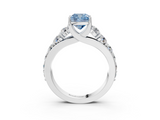 White gold Fancy Blue Cushion  Cut Diamond Engagement Ring with Pavé Band and Four-Prong Setting_6