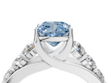 White gold Fancy Blue Cushion  Cut Diamond Engagement Ring with Pavé Band and Four-Prong Setting_7