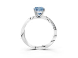 White gold Fancy Blue Cushion Cut Diamond Engagement Ring with Side Stone Accents and Four-Prong Setting_27
