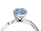 White gold Fancy Blue Cushion Cut Diamond Engagement Ring with Side Stone Accents and Four-Prong Setting_28