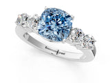 White gold Fancy Blue Cushion  Cut Diamond Five-Stone Prong Set White Gold Ring_85