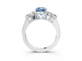 White gold Fancy Blue Cushion  Cut Diamond Five-Stone Prong Set White Gold Ring_87