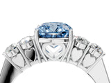 White gold Fancy Blue Cushion  Cut Diamond Five-Stone Prong Set White Gold Ring_88