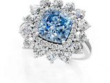 White gold Fancy Blue Cushion Cut Diamond Floral Double Halo Engagement Ring with Prong Setting_97