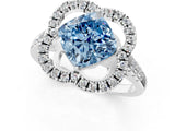 White gold Fancy Blue Cushion Cut Diamond Floral Halo Split Shank Prong Setting Ring_13
