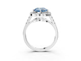 White gold Fancy Blue Cushion Cut Diamond Floral Halo Split Shank Prong Setting Ring_15