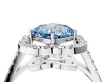 White gold Fancy Blue Cushion Cut Diamond Floral Halo Split Shank Prong Setting Ring_16