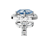 White gold Fancy Blue Cushion Cut Diamond Floral Halo Split Shank Prong Setting Ring_17