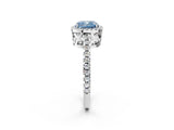 White gold Fancy Blue Cushion Cut Diamond Halo Engagement Ring with Pavé Band and Prong Setting_41