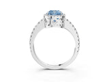 White gold Fancy Blue Cushion Cut Diamond Halo Engagement Ring with Pavé Band and Prong Setting_42