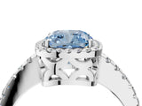 White gold Fancy Blue Cushion Cut Diamond Halo Engagement Ring with Pavé Band and Prong Setting_43