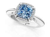 White gold Fancy Blue Cushion  Cut Diamond Halo Engagement Ring with Split Shank and Four-Prong Setting_104