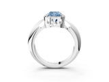 White gold Fancy Blue Cushion  Cut Diamond Halo Engagement Ring with Split Shank and Four-Prong Setting_108