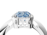 White gold Fancy Blue Cushion  Cut Diamond Halo Engagement Ring with Split Shank and Four-Prong Setting_109