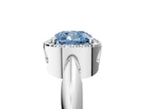 White gold Fancy Blue Cushion  Cut Diamond Halo Engagement Ring with Split Shank and Four-Prong Setting_111
