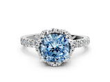 White gold Fancy Blue Cushion Cut Diamond Halo Pave Band with Four-Prong Setting_27