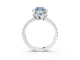 White gold Fancy Blue Cushion Cut Diamond Halo Pave Band with Four-Prong Setting_30