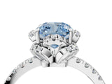 White gold Fancy Blue Cushion Cut Diamond Halo Pave Band with Four-Prong Setting_31