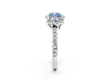White gold Fancy Blue Cushion Cut Diamond Halo Pave Band with Four-Prong Setting_35