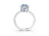 White gold Fancy Blue Cushion Cut Diamond Halo Pave Band with Four-Prong Setting_36