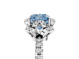 White gold Fancy Blue Cushion Cut Diamond Halo Pave Band with Four-Prong Setting_38