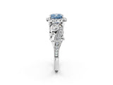 White gold Fancy Blue Cushion Cut Diamond Halo Ring with Milgrain Pavé Band and Four-Prong Setting_68