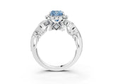 White gold Fancy Blue Cushion Cut Diamond Halo Ring with Milgrain Pavé Band and Four-Prong Setting_70