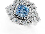 White gold Fancy Blue Cushion Cut Diamond Halo Ring with Pavé Band and Four-Prong Setting_54
