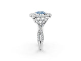 White gold Fancy Blue Cushion Cut Diamond Halo Ring with Pavé Band and Four-Prong Setting_55