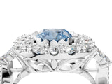 White gold Fancy Blue Cushion Cut Diamond Halo Ring with Pavé Band and Four-Prong Setting_57