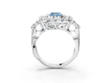 White gold Fancy Blue Cushion Cut Diamond Halo Ring with Pavé Band and Four-Prong Setting_57