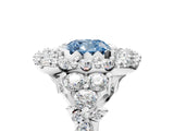 White gold Fancy Blue Cushion Cut Diamond Halo Ring with Pavé Band and Four-Prong Setting_58