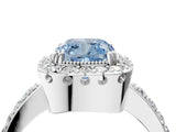 White gold Fancy Blue Cushion Cut Diamond Halo Ring with Pavé Band and Prong Setting_16