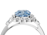 White gold Fancy Blue Cushion Cut Diamond Halo Ring with Pear Side Stones and Prong Setting_104